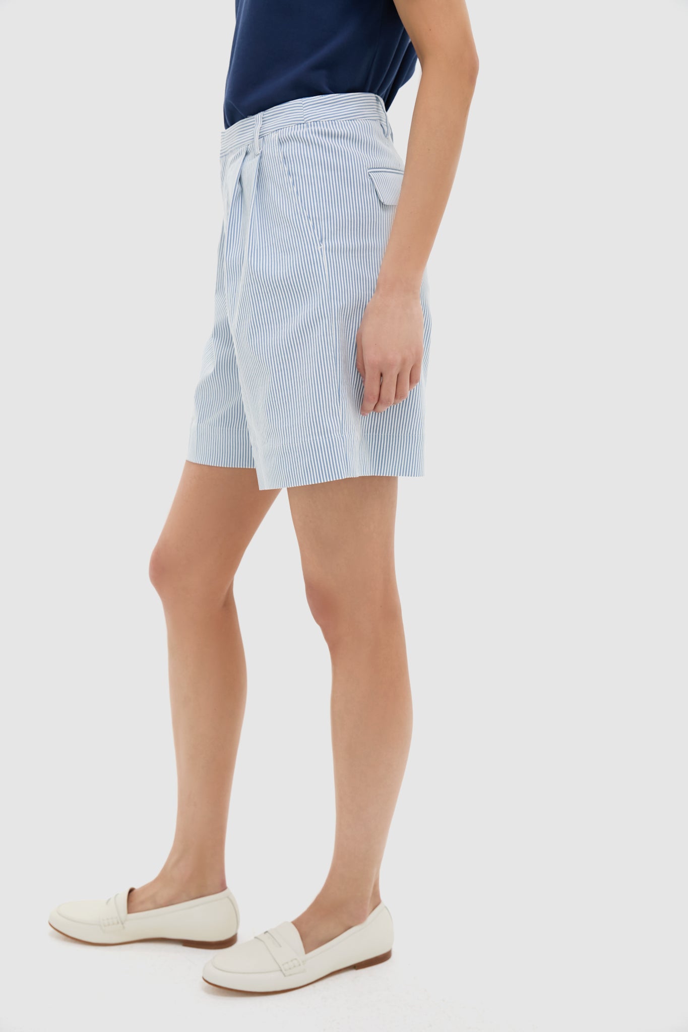 Blue Stretched Stripe Bedford Cord Felix Short