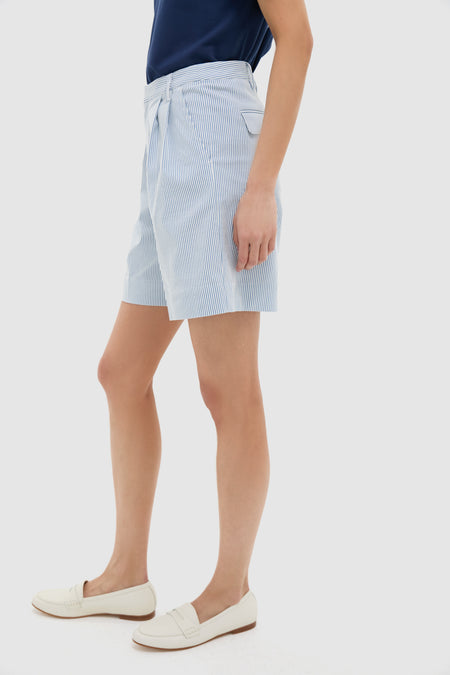 Blue Stretched Stripe Bedford Cord Felix Short