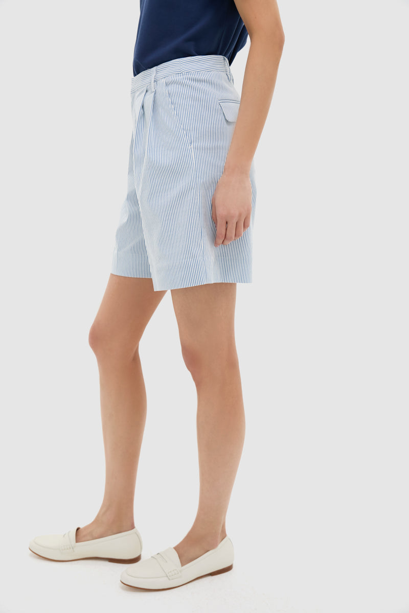 Blue Stretched Stripe Bedford Cord Felix Short