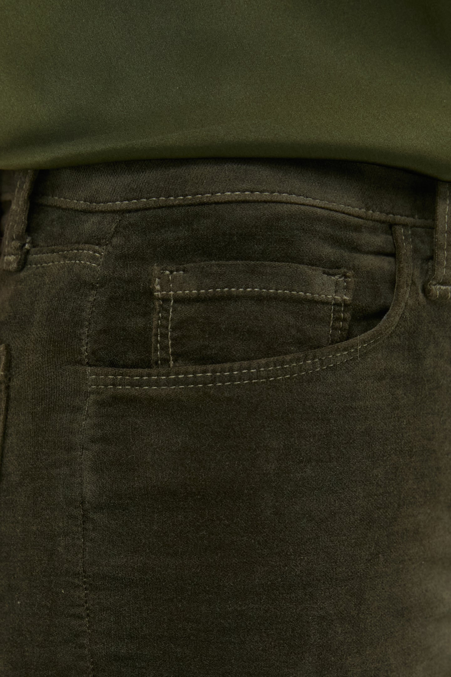 Deep Olive Velvet Stevie High Rise Straight