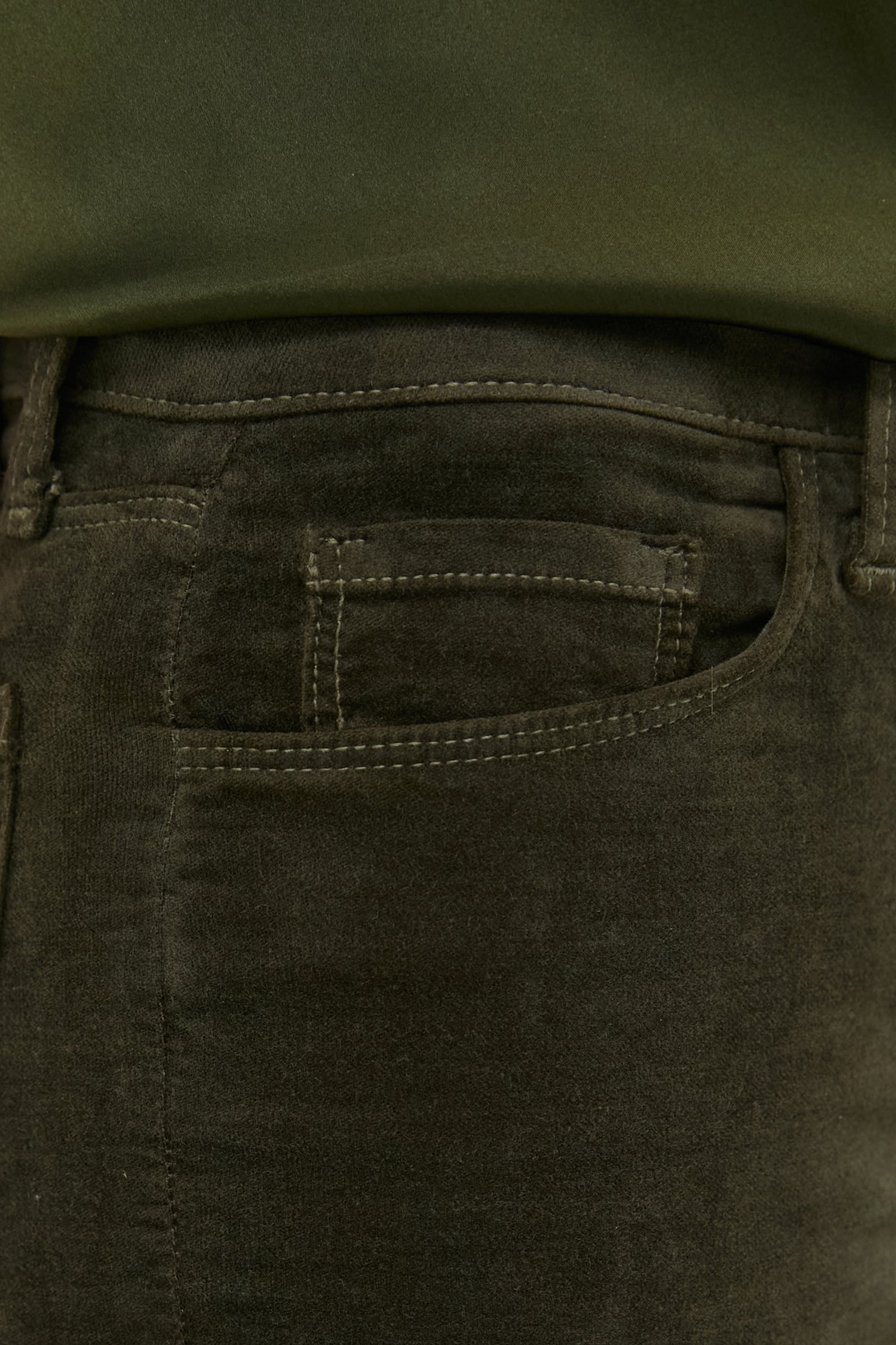 Deep Olive Velvet Stevie High Rise Straight