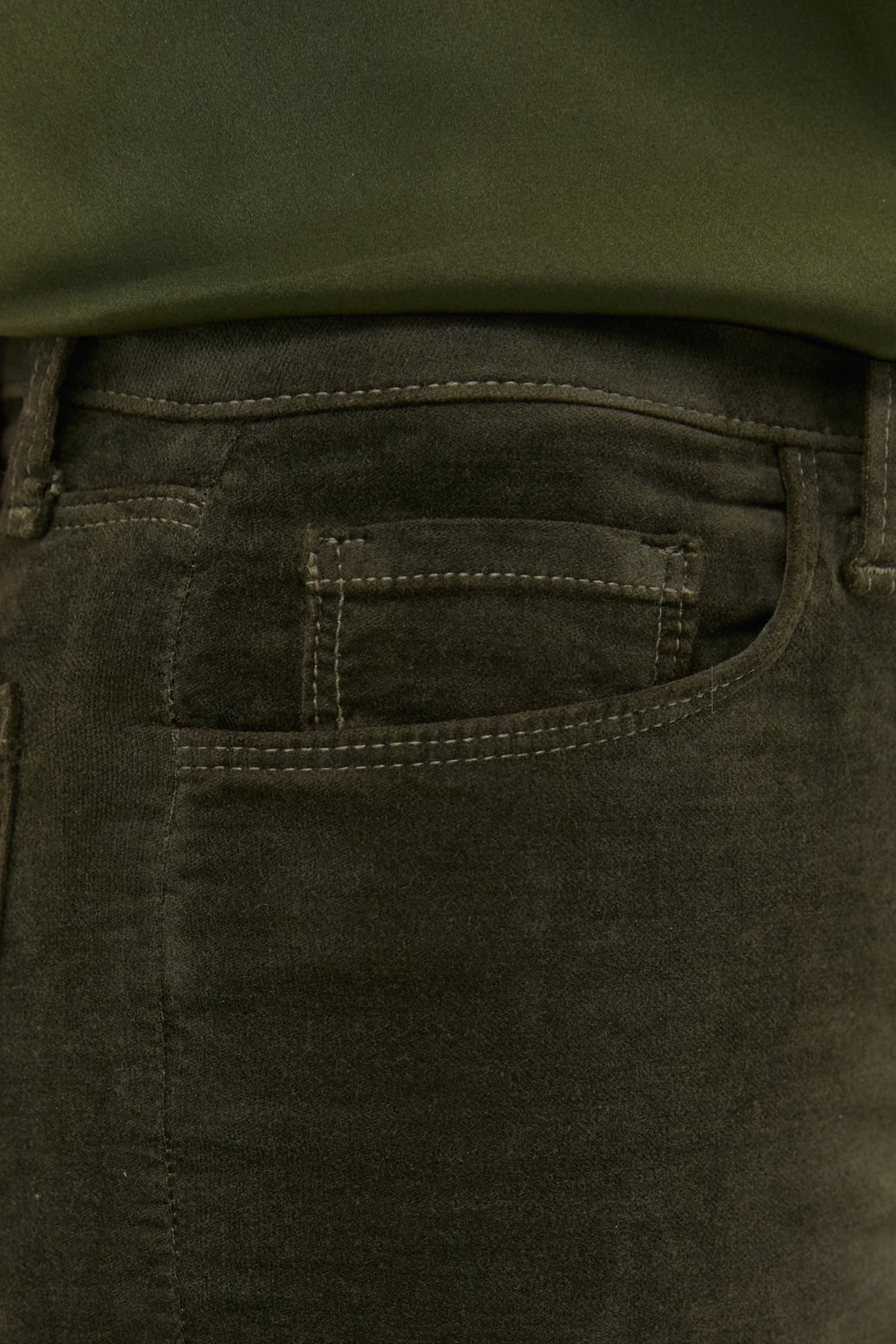 Deep Olive Velvet Stevie High Rise Straight
