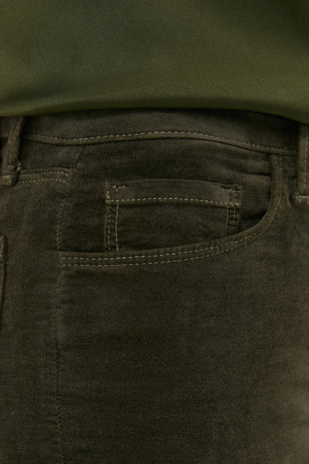 Deep Olive Velvet Stevie High Rise Straight