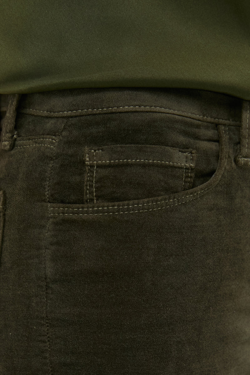 Deep Olive Velvet Stevie High Rise Straight