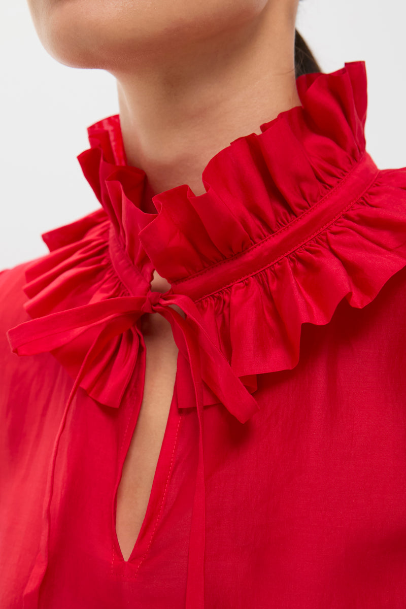 Red Organza Bouvier Blouse