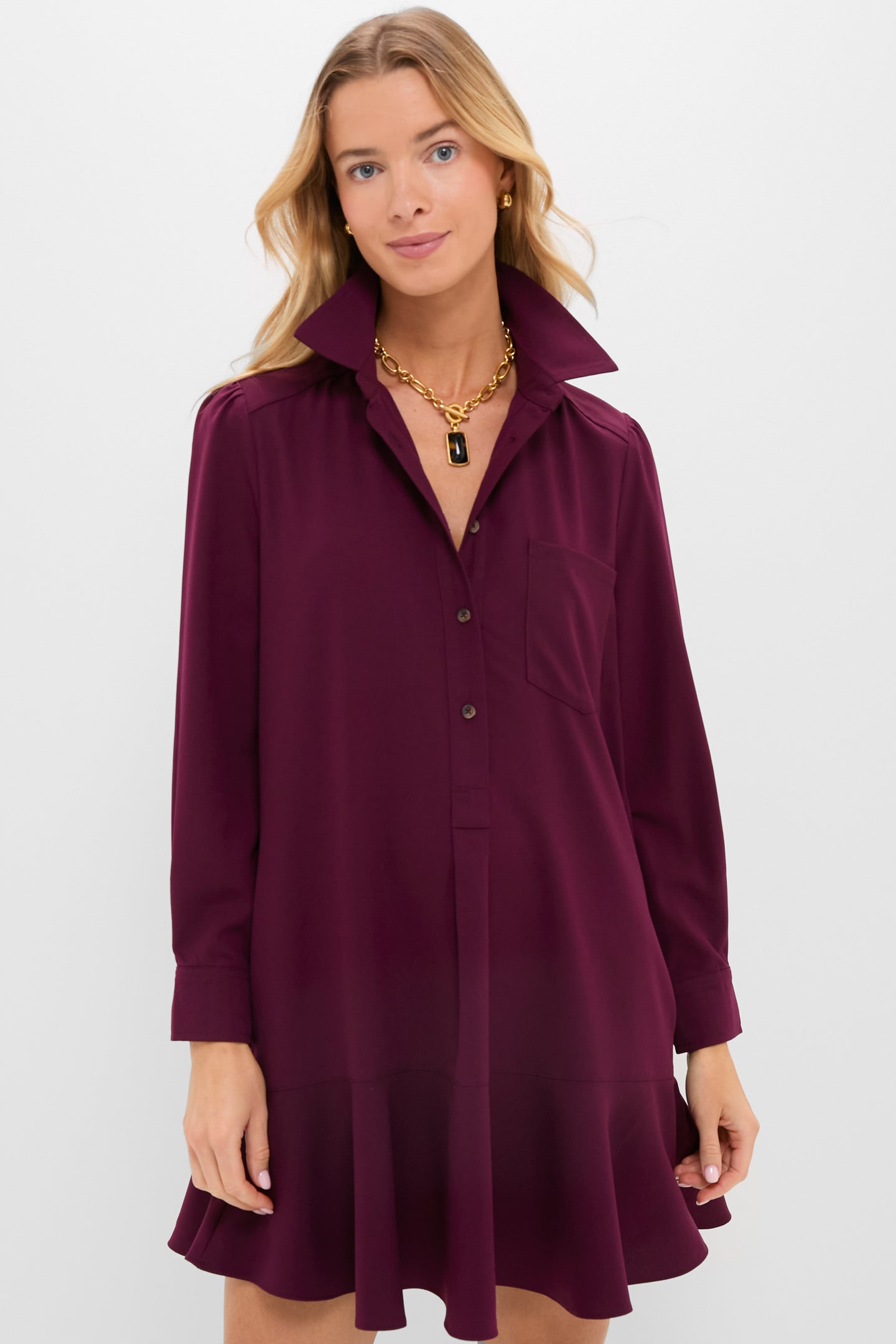 Winetasting Crepe Callahan Shirt Dress