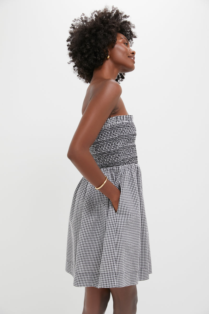 Black Gingham Seersucker Winona Mini Dress