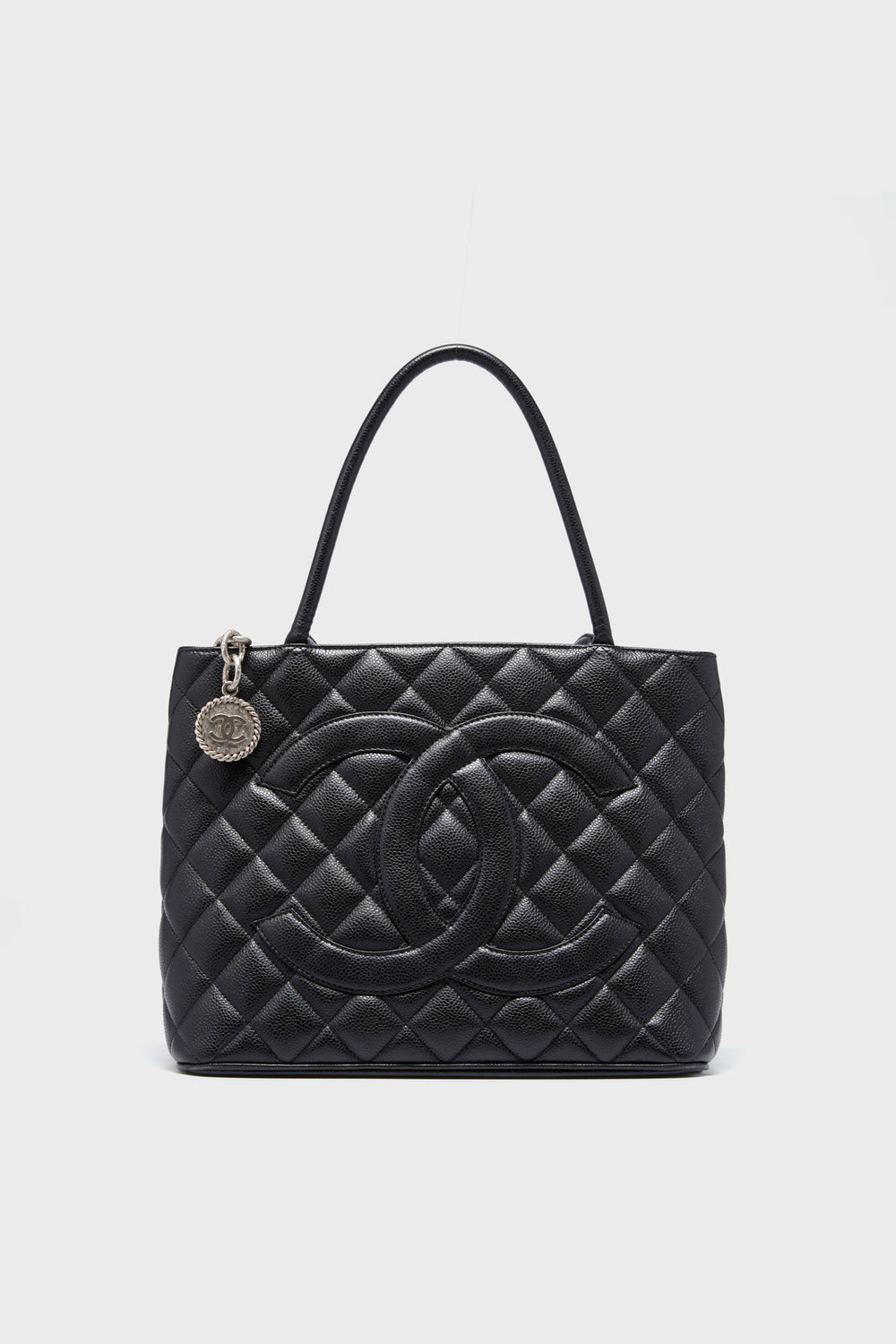CHANEL Black Caviar Quilted Medallion Tote