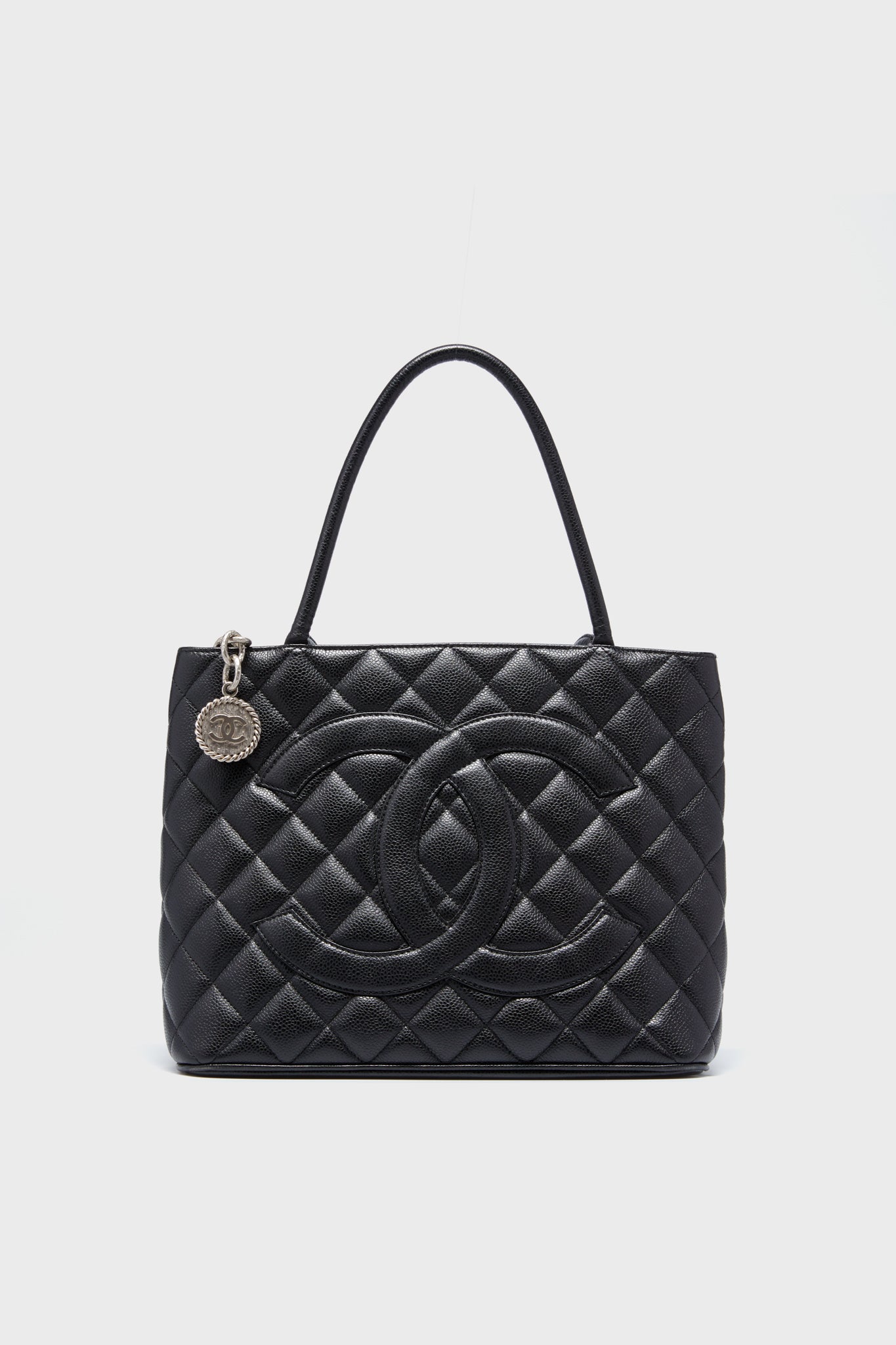 CHANEL Black Caviar Quilted Medallion Tote