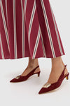 Merlot with Gold Mistly Slingback Heels