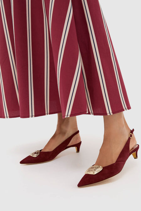 Merlot with Gold Mistly Slingback Heels