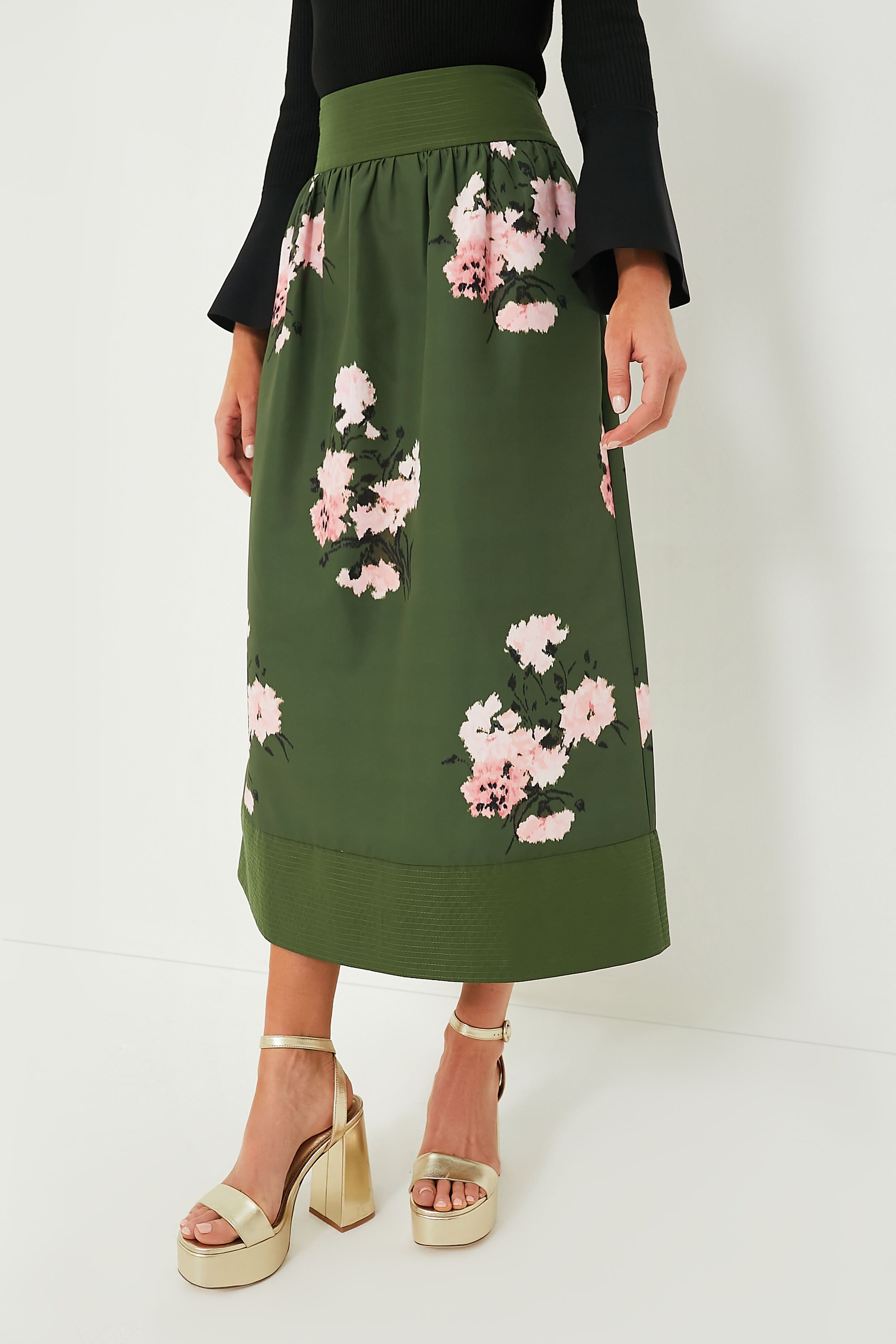 Olive and Pressed Powder Floral Louise Skirt | Tuckernuck