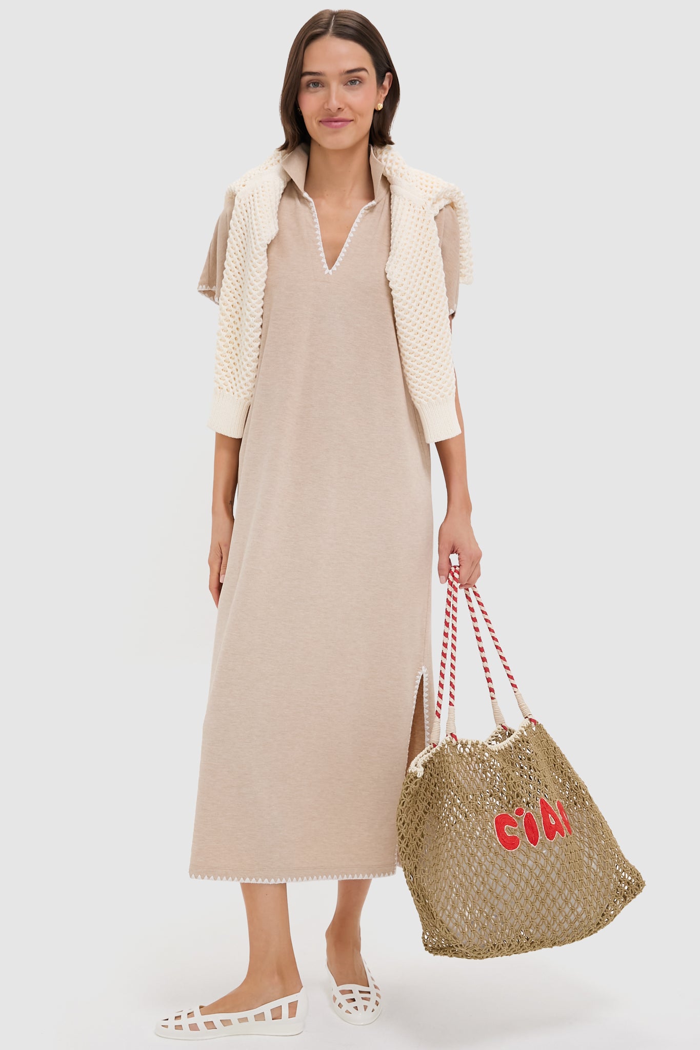 Tan with Poppy Ciao L'ete Tote