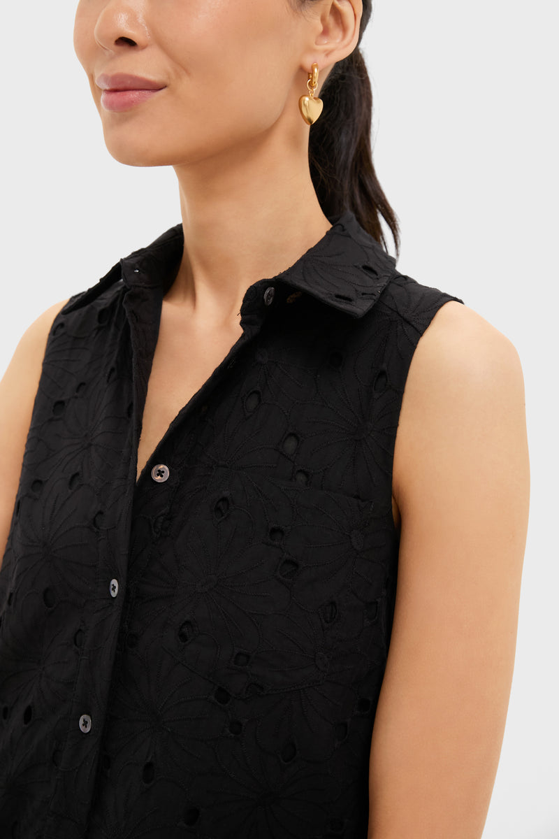 Black Floral Eyelet Sleeveless Callahan