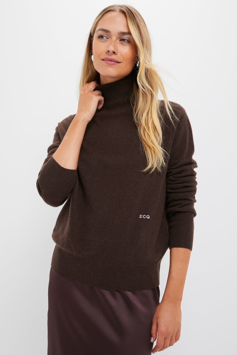 Chocolate Cashmere Turtleneck Sweater