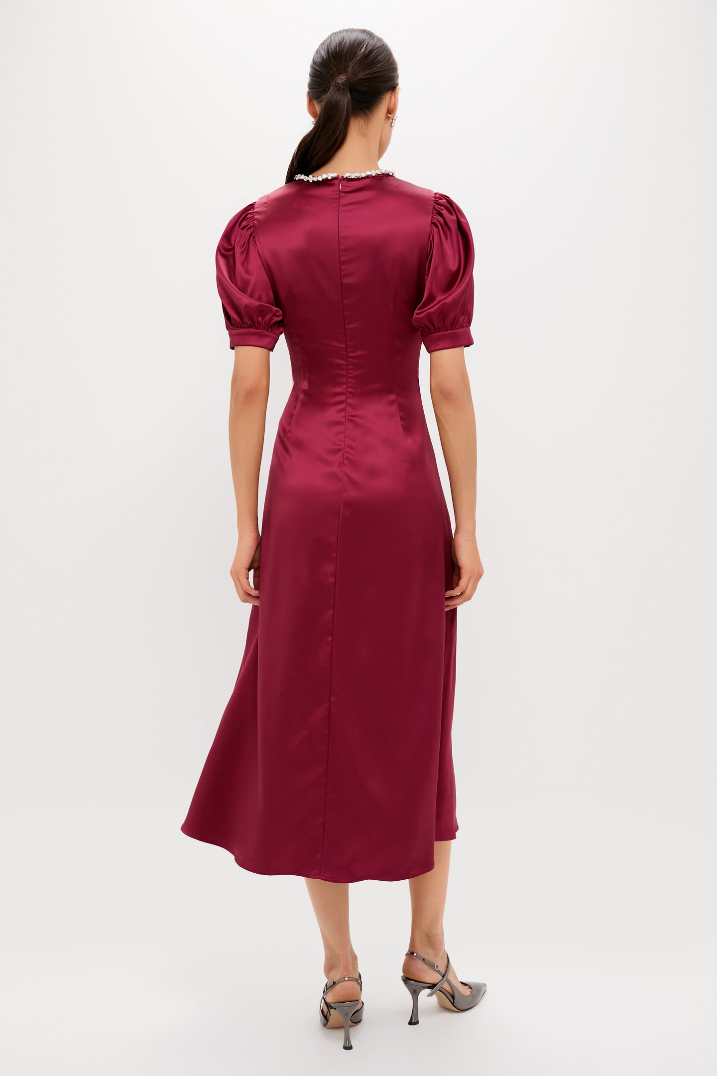 Oxblood Embellished Sappho Midi Dress