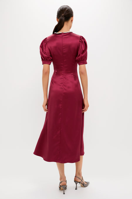 Oxblood Embellished Sappho Midi Dress