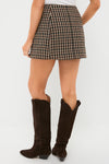 Chicory Coffee Check Wool Mix Skirt