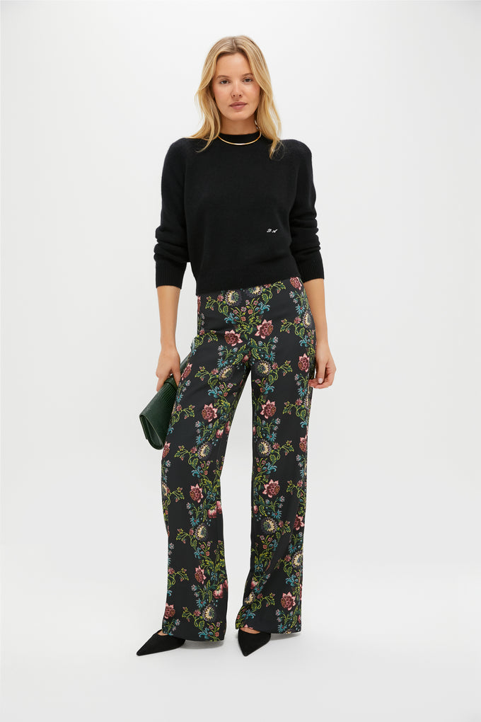 Midnight Moonflower Drapey Twill Erin Pants