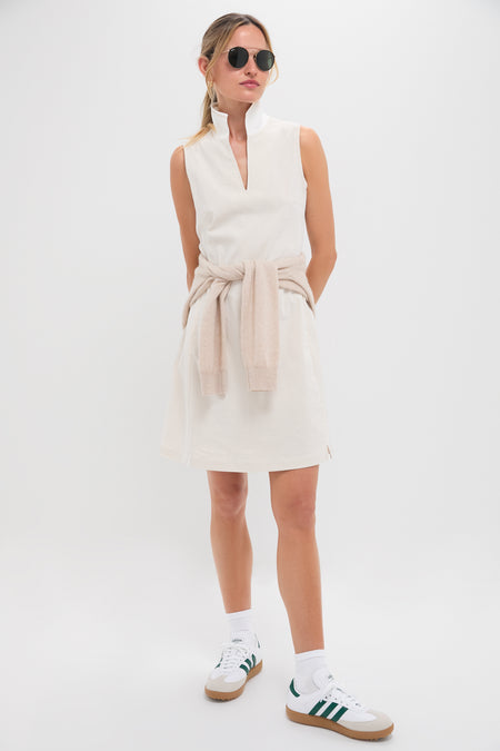 Khaki and White Stripe Performance Seersucker Briar Golf Dress