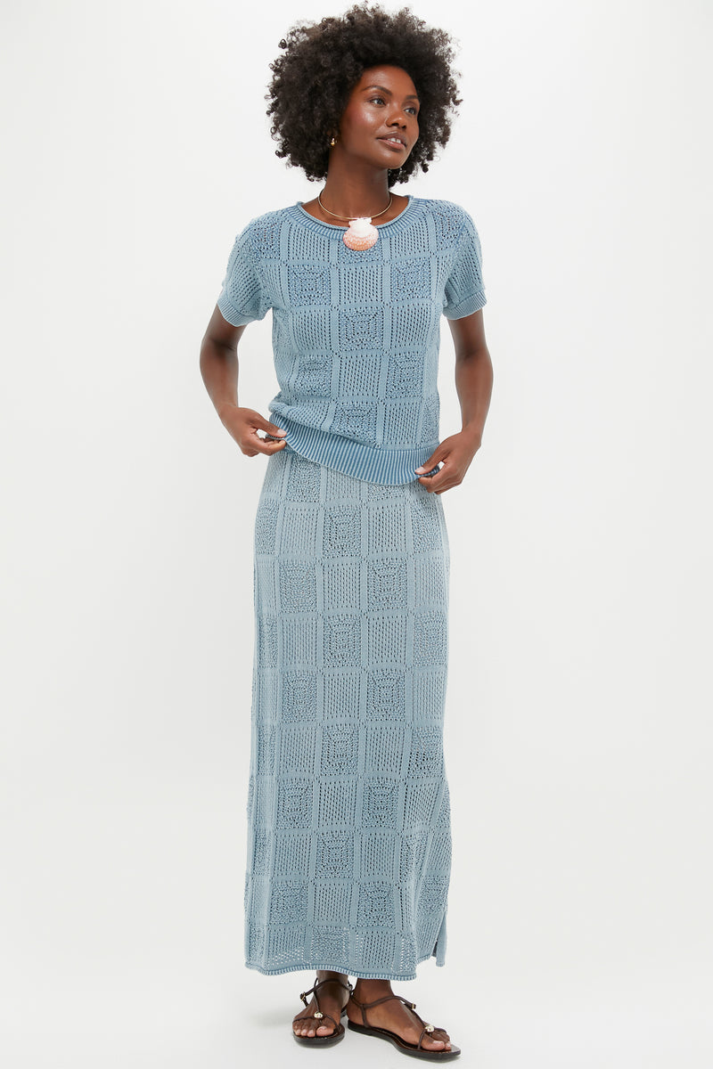 Indigo Pointelle Porter Top