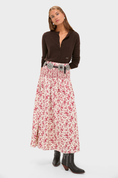 Pomegranate Bloom Smocked Benson Skirt