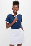 Navy and White Performance Jersey Zoe Polo