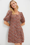 Mauve Ditsy Floral Button Front Corduroy Bryant Mini Dress