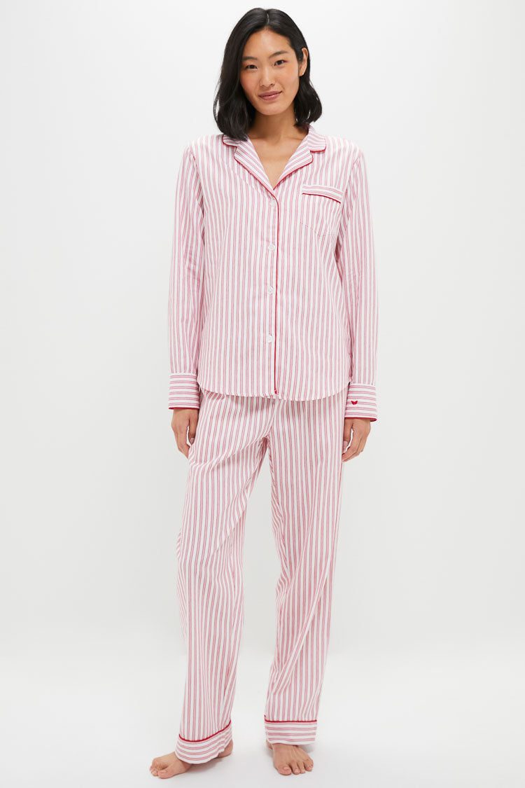 Antique Red Ticking Long Sleeve Pants Set