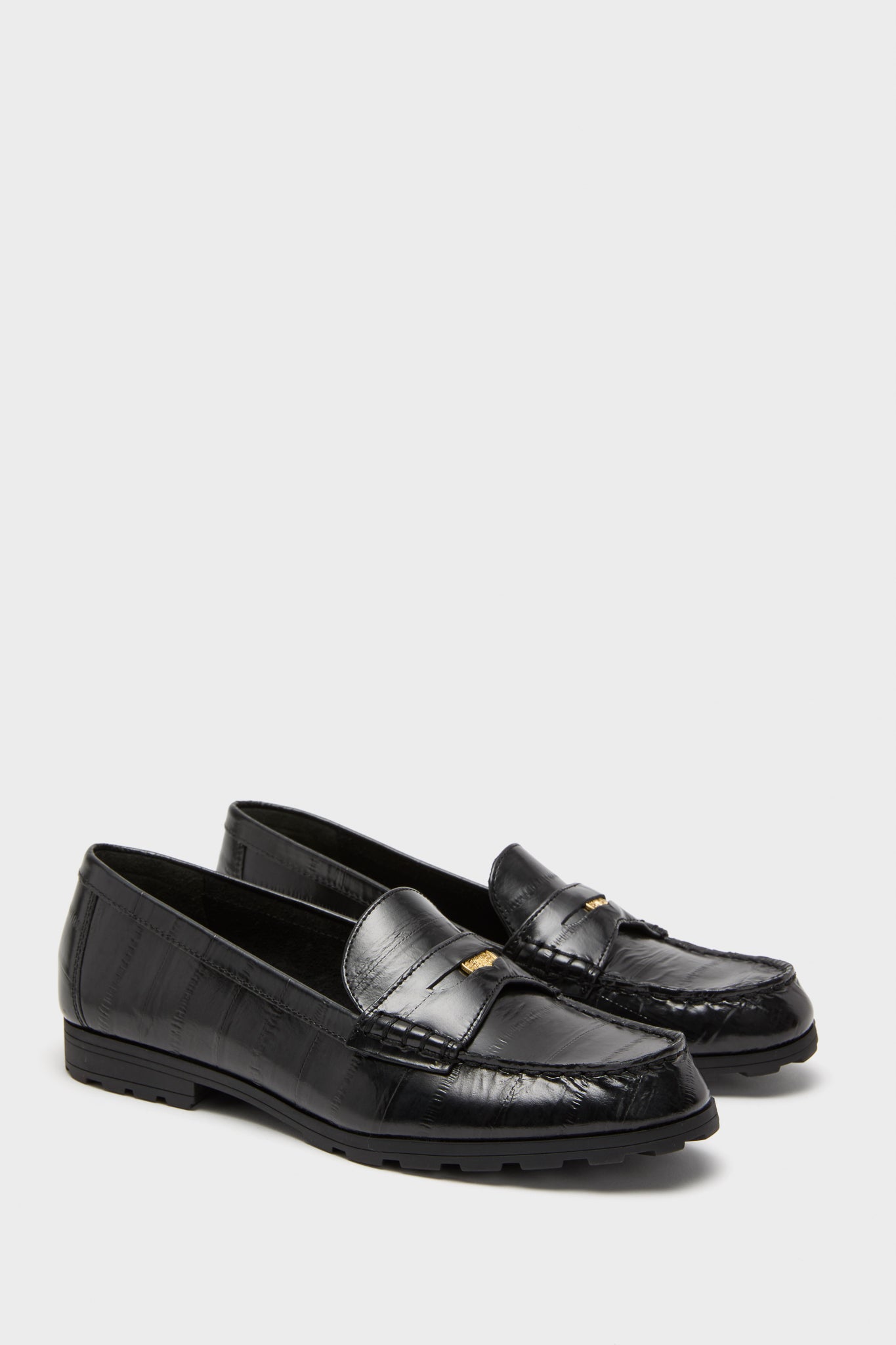Black Penny Lug Loafers
