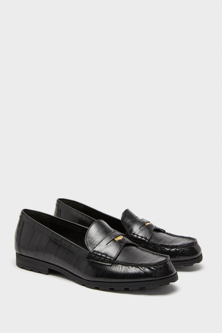 Black Penny Lug Loafers