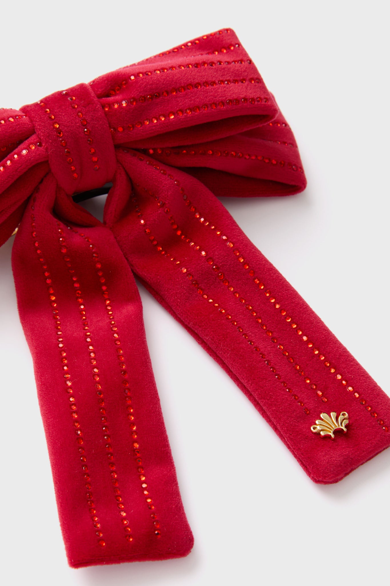 Lipstick Red Antoinette Pinstripe Bow | Lele Sadoughi