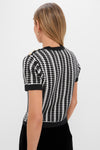 Black & White Woven Harley Short Sleeve Knit Top