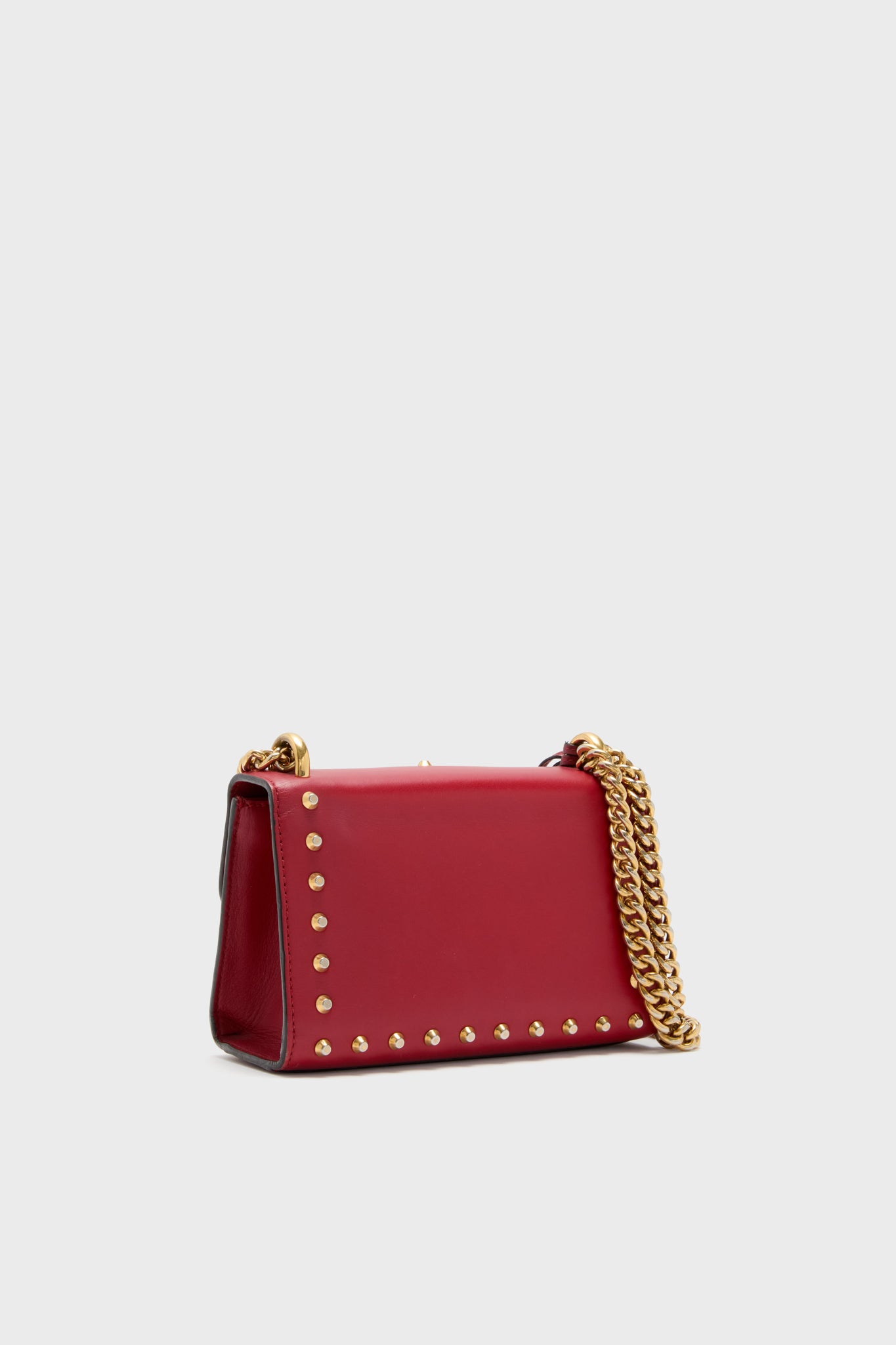 Gucci Red Pearl Studded Padlock Shoulder Bag