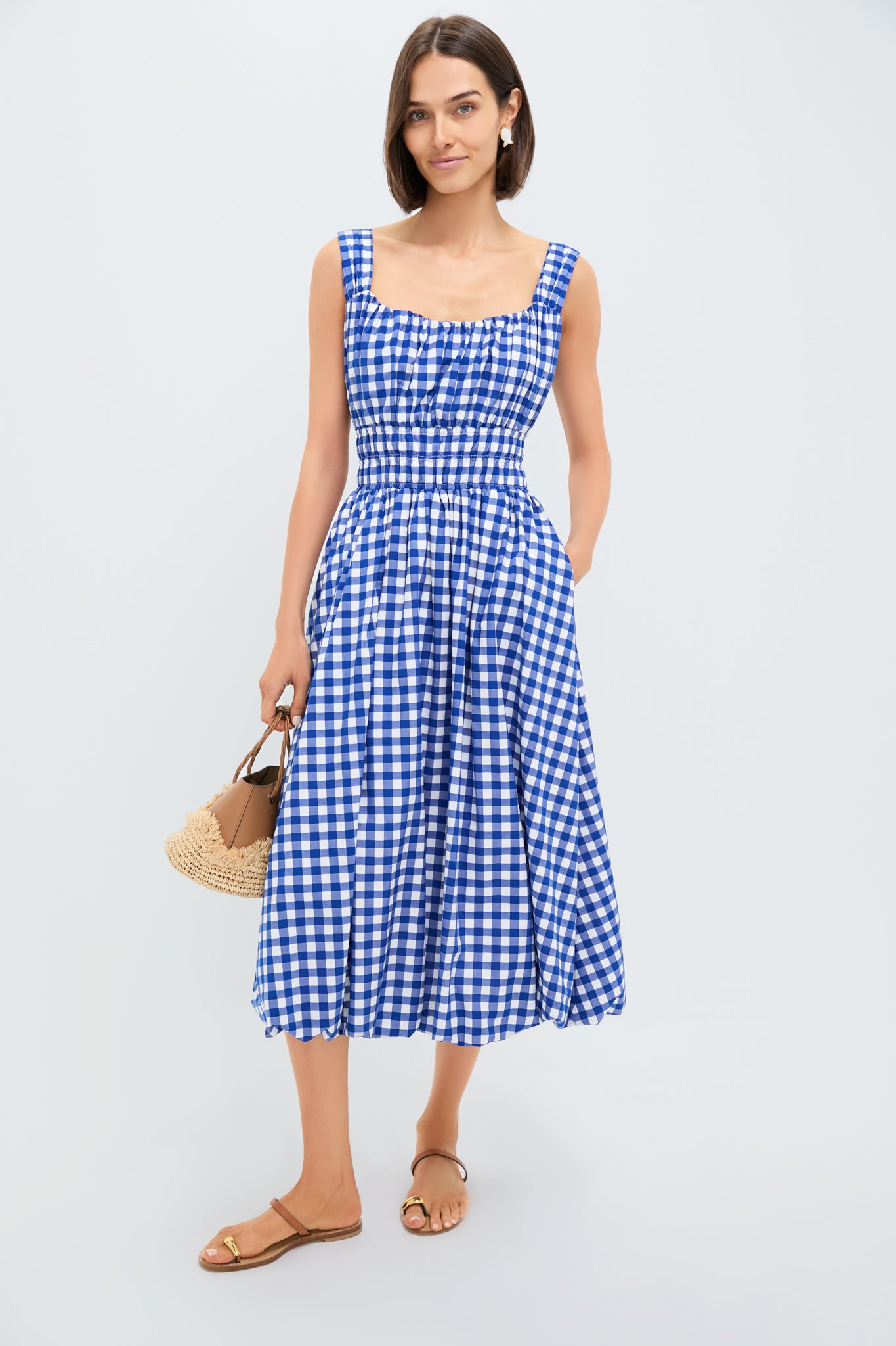 princess polly baby blue dress Mara Corset Gingham Midi Dress - Blue/combo