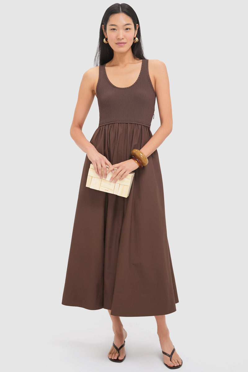 Chocolate Poplin Racer Dress