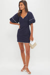 Navy with Striped Piping Keel Mini Dress