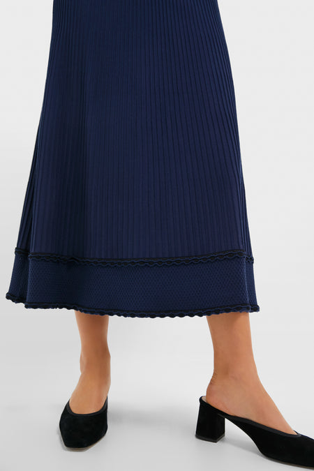 Navy Knit Claudia Midi Skirt