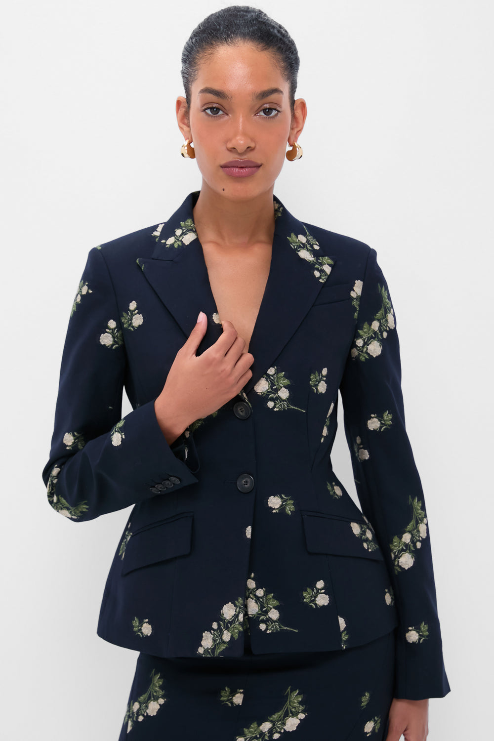Midnight Blue Fitted Single Breasted Blazer