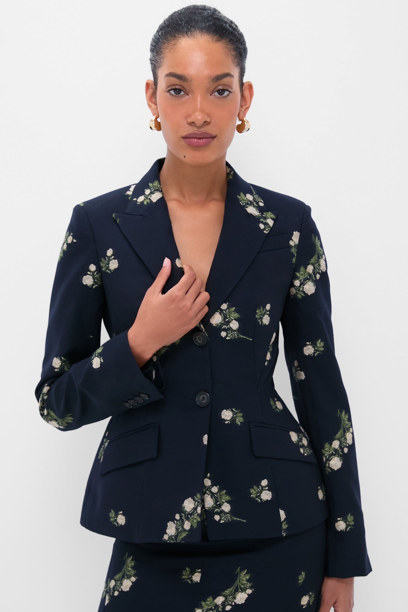 Midnight Blue Fitted Single Breasted Blazer