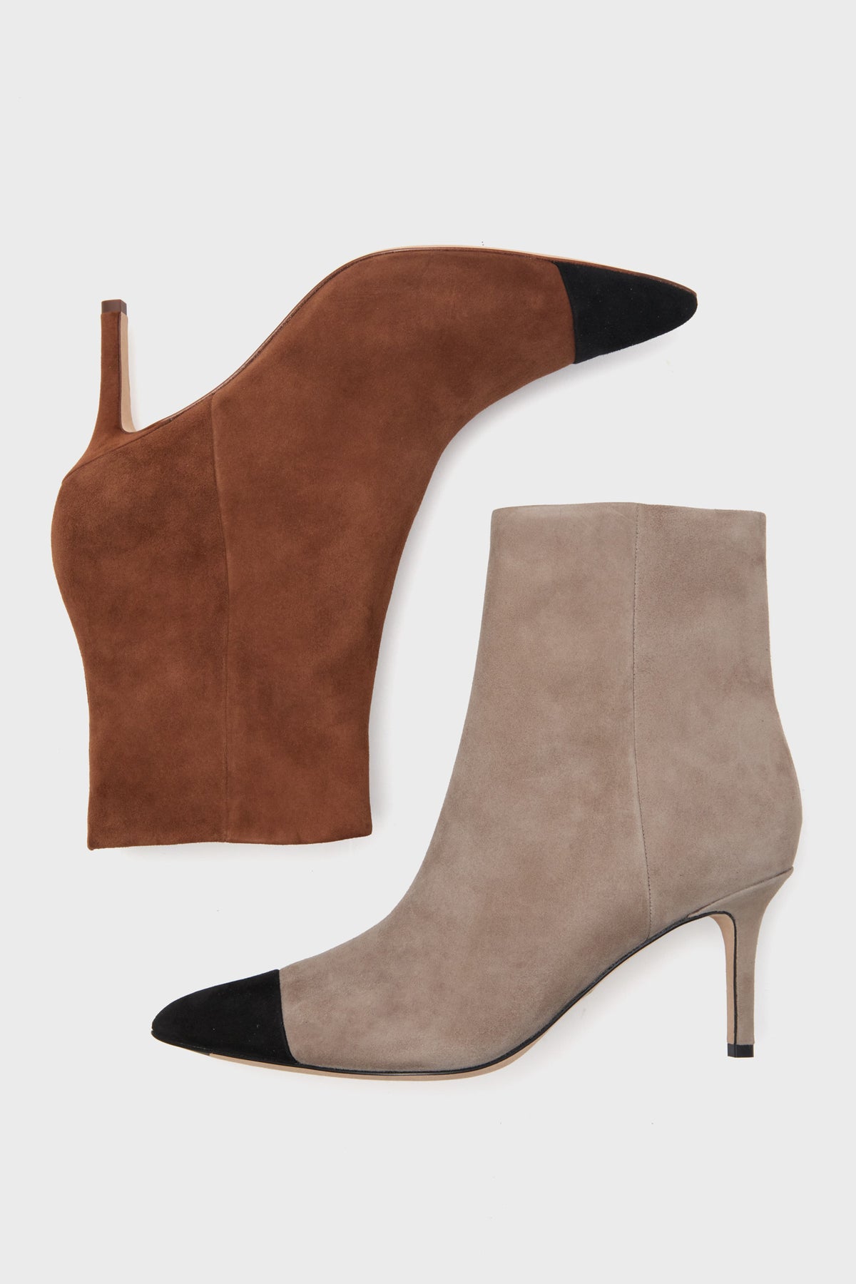 Taupe and Black Lisa Cap Toe Boots