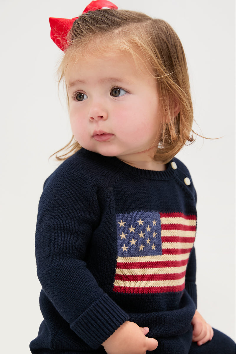Baby Long-Sleeve Flag Sweater Coverall