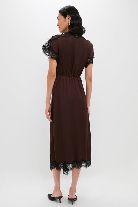 Cocoa and Black Luna Midi Dress