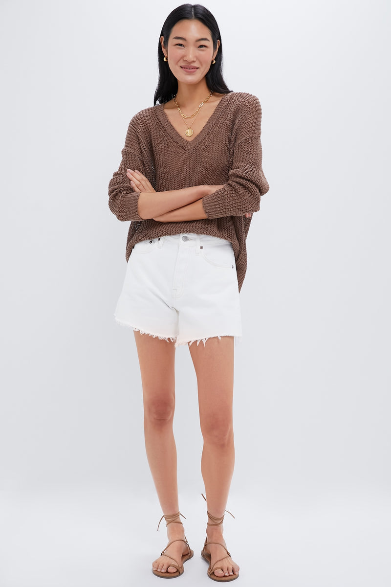 Mocha Linen Stitch Carolyn Sweater