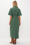 Dark Green Windowpane Seersucker Zacara Dress