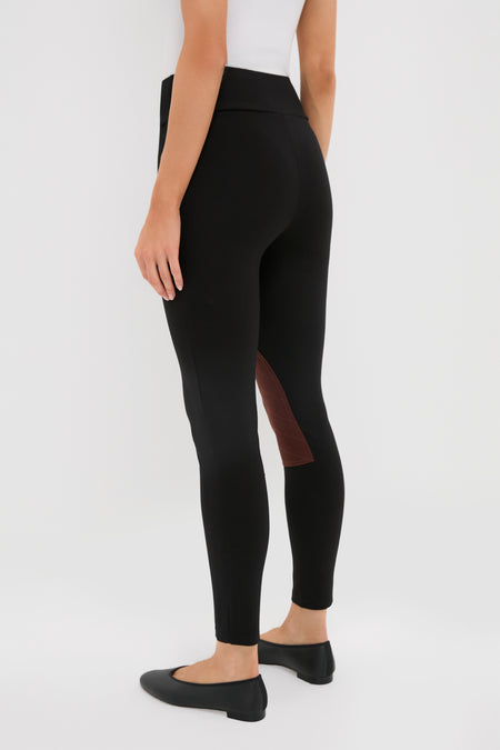 Black Suede Patch Hughes Riding Legging - Main Image