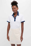 White and Blue Performance Jersey Zoe Polo