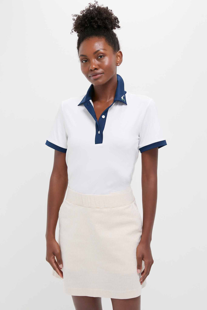 White and Blue Performance Jersey Zoe Polo