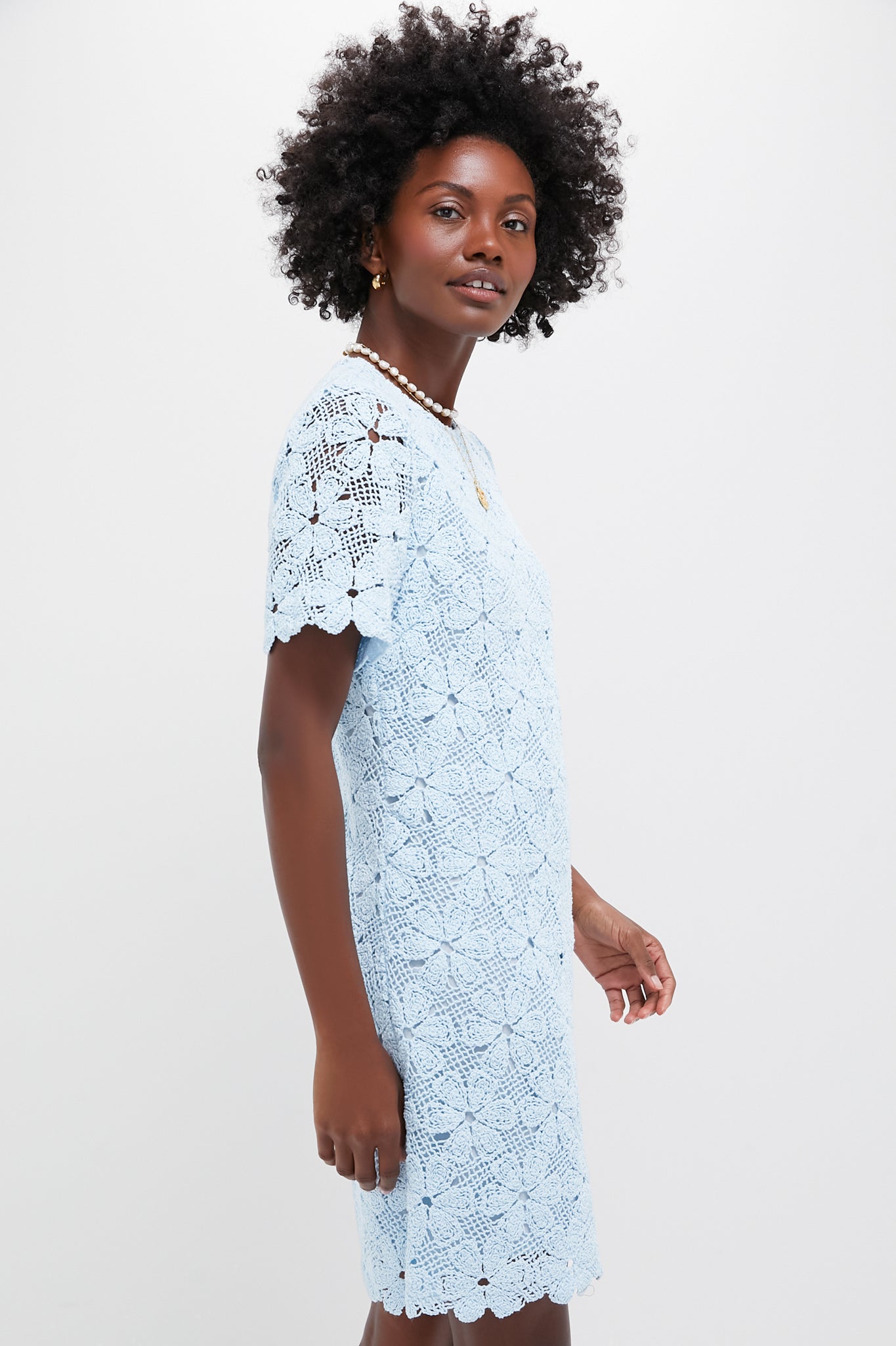 Light Blue Crochet Belclaire Dress | Tuckernuck