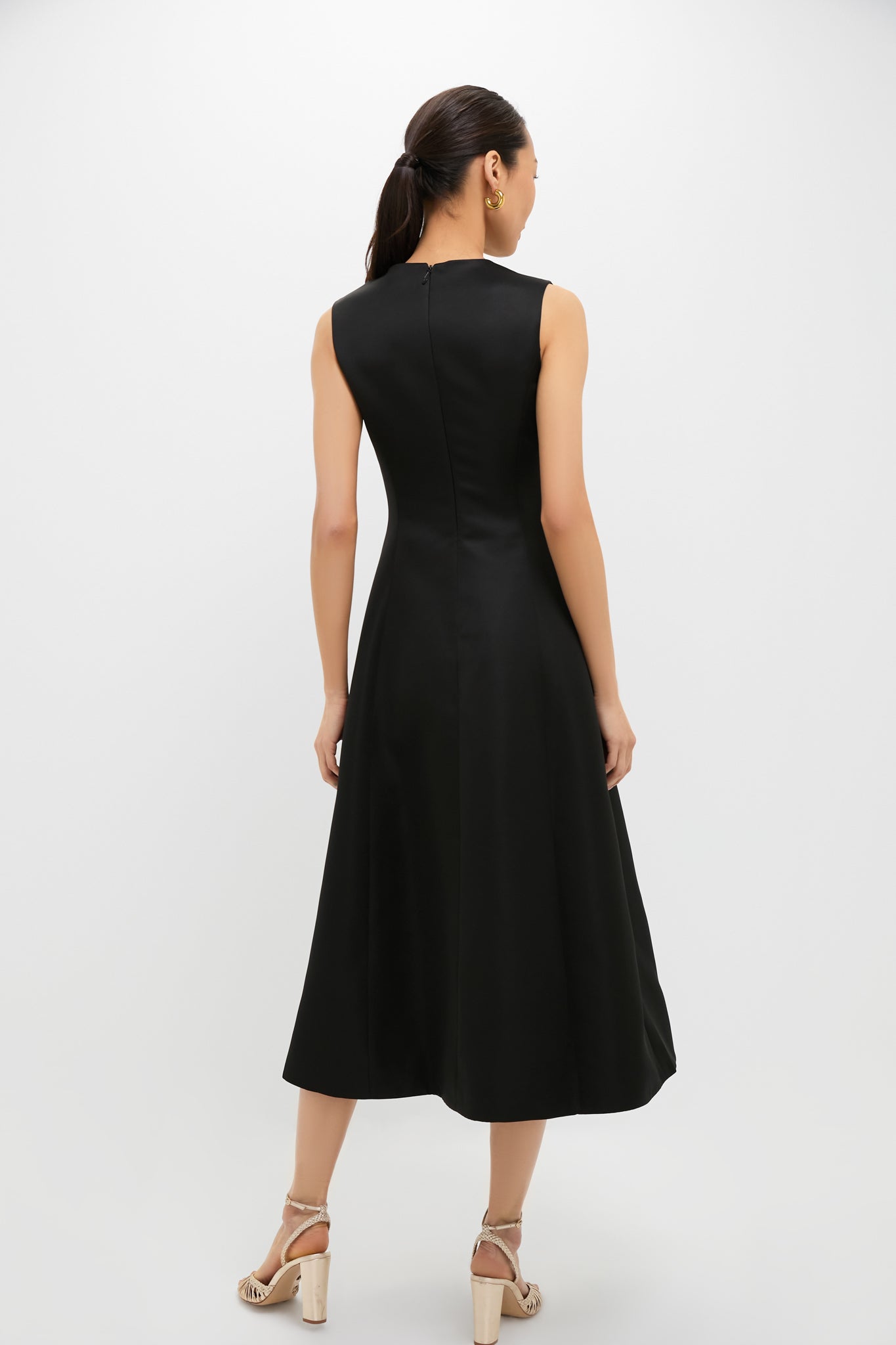 White Rose Printed Cleo Embellished Sleeveless Midi Dress